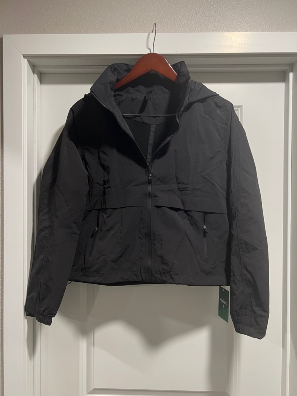 HALARA Black Hooded Zip Up Waterproof Jacket Size M NWT
